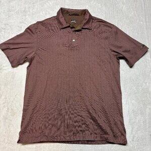 Nike Tiger Woods Collection Polo Shirt Mens L‎ Dri Fit Golf Striped Brown Red TW